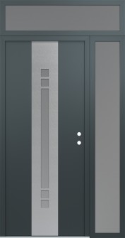 DIAMOND A4 52" X 96" ANTHRACITE/ANTHRACITE FROSTED GLASS PANEL STAINLESS STEEL LHI WITH SIDELITE AND TRANSOM FROSTED GLASS