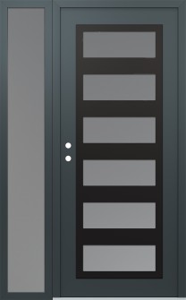 Diamond C9 48" x 80" anthracite/anthracite frosted Glass Panel black RHI with Sidelite frosted Glass