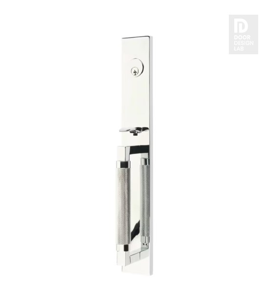 EMTEK HERCULES KNURLED FULL LENGTH SINGLE CYLINDER KEYD 4219 POLISHED CHROME US26 for Steel Front Doors