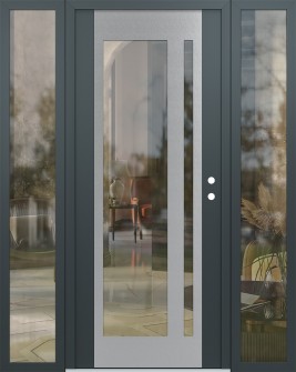 Diamond C15 68" x 80" anthracite/anthracite clear Glass Panel stainless steel LHI with 2 Sidelites clear Glass