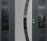Modern Steel Front Door Diamond C4 68" x 80" anthracite/anthracite mirrored Glass Panel stainless steel LHI with 2 Sidelites mirrored Glass