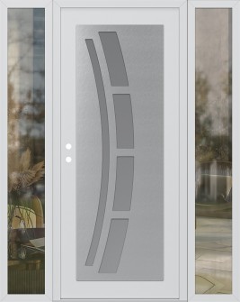 Diamond C12 60" x 80" white/white frosted Glass Panel stainless steel RHI with 2 Sidelites clear Glass
