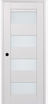 RTA RIGHT HAND PREHUNG CONCEALED DOOR SLAB DELLA VETRO BIANCO NOBLE 18" X 80" X 1 9/16" FROSTED GLASS