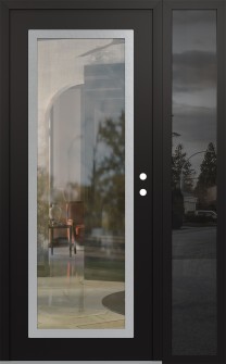 Diamond C1 52" x 80" black/black clear Glass Panel stainless steel LHI with Sidelite mirrored Glass