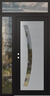 Diamond C4 50" x 96" black/black clear Glass Panel stainless steel RHI with Sidelite and Transom clear Glass