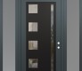 Modern Steel Front Door Diamond C3 64" x 96" anthracite/anthracite clear Glass Panel black LHI with 2 Sidelites and Transom frosted Glass