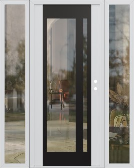 Diamond C15 64" x 80" white/white clear Glass Panel black LHI with 2 Sidelites clear Glass