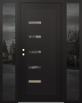 Diamond C8 68" x 80" black/black clear Glass Panel black RHI with 2 Sidelites mirrored Glass