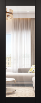 DOOR SLAB AVON 207 CLEAR VETRO BLACK MATTE 30" X 96" X 1 3/4" TEMPERED CLEAR GLASS