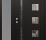 Modern Steel Front Door Diamond C3 48" x 80" black/black clear Glass Panel black RHI with Sidelite frosted Glass