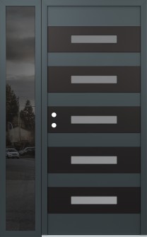 Diamond D9 48" x 80" anthracite/anthracite frosted Glass Panel black RHI with Sidelite mirrored Glass