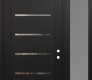 Modern Steel Front Door Diamond C11 52" x 96" black/black clear Glass Panel black LHI with Sidelite and Transom frosted Glass