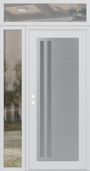 Diamond C6 48" x 96" white/white frosted Glass Panel stainless steel RHI with Sidelite and Transom clear Glass