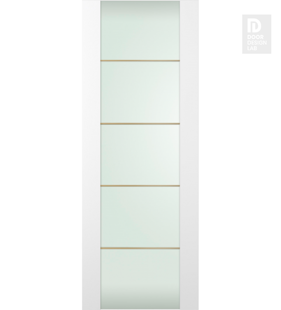 DOOR SLAB SMART PRO H3G 4H GOLD STRIPS VETRO POLAR WHITE 36" X 96" X 1 3/4" TEMPERED FROSTED GLASS