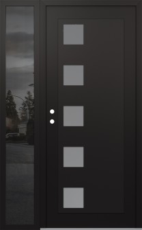 Diamond C5 50" x 80" black/white frosted Glass Panel black RHI with Sidelite mirrored Glass