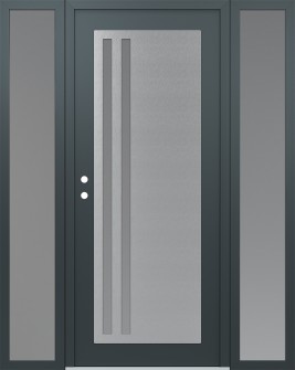 Diamond C6 68" x 80" anthracite/anthracite frosted Glass Panel stainless steel RHI with 2 Sidelites frosted Glass