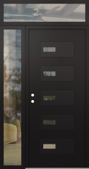 Diamond D7 48" x 96" black/black clear Glass Panel black RHI with Sidelite and Transom clear Glass