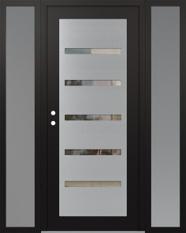 Diamond C7 60" x 80" black/black clear Glass Panel stainless steel RHI with 2 Sidelites frosted Glass