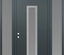 Modern Steel Front Door DIAMOND A11 68" X 96" ANTHRACITE/ANTHRACITE FROSTED GLASS PANEL STAINLESS STEEL RHI WITH 2 SIDELITES AND TRANSOM FROSTED GLASS