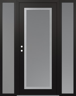 Diamond C1 64" x 80" black/white frosted Glass Panel stainless steel RHI with 2 Sidelites frosted Glass