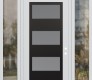 Modern Steel Front Door Diamond C2 60" x 96" white/white frosted Glass Panel black LHI with 2 Sidelites and Transom clear Glass