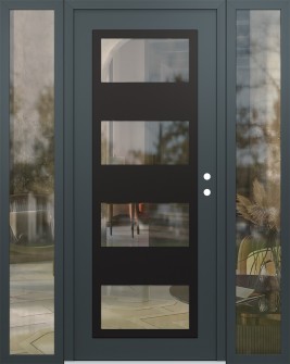 Diamond C2 60" x 80" anthracite/anthracite clear Glass Panel black LHI with 2 Sidelites clear Glass