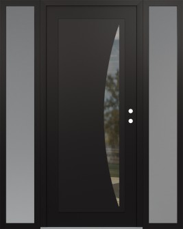 Diamond C13 64" x 80" black/black clear Glass Panel black LHI with 2 Sidelites frosted Glass