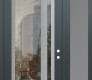 Modern Steel Front Door Diamond C15 50" x 96" anthracite/anthracite clear Glass Panel stainless steel LHI with Sidelite and Transom frosted Glass