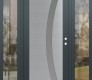 Modern Steel Front Door Diamond C4 68" x 80" anthracite/anthracite frosted Glass Panel stainless steel LHI with 2 Sidelites clear Glass