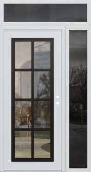Diamond C16 50" x 96" white/white clear Glass Panel black LHI with Sidelite and Transom mirrored Glass
