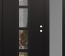 Modern Steel Front Door DIAMOND A10 48" X 80" BLACK/BLACK CLEAR GLASS PANEL BLACK LHI WITH SIDELITE FROSTED GLASS