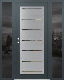 Diamond C11 64" x 80" anthracite/anthracite clear Glass Panel stainless steel RHI with 2 Sidelites mirrored Glass