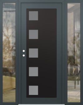 Diamond C5 68" x 80" anthracite/anthracite frosted Glass Panel black RHI with 2 Sidelites clear Glass