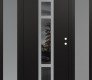 Modern Steel Front Door DIAMOND A9 68" X 80" BLACK/BLACK MIRRORED GLASS PANEL STAINLESS STEEL LHI WITH 2 SIDELITES FROSTED GLASS