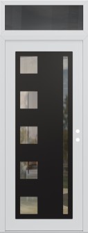 Diamond C3 36" x 96" white/white clear Glass Panel black LHI with Transom mirrored Glass