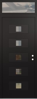 Diamond D8 36" x 96" black/black clear Glass Panel black LHI with Transom clear Glass