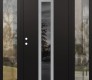 Modern Steel Front Door DIAMOND A1 64" X 80" BLACK/BLACK MIRRORED GLASS PANEL STAINLESS STEEL RHI WITH 2 SIDELITES CLEAR GLASS
