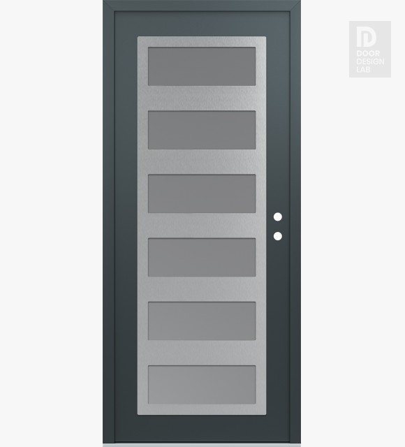 Modern Steel Front Door Diamond C9 36" x 80" anthracite/anthracite frosted Glass Panel stainless steel LHI