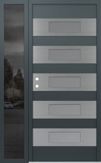 Diamond D5 48" x 80" anthracite/anthracite frosted Glass Panel stainless steel RHI with Sidelite mirrored Glass