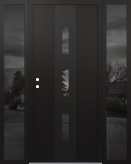 DIAMOND A7 60" X 80" BLACK/BLACK MIRRORED GLASS PANEL BLACK RHI WITH 2 SIDELITES MIRRORED GLASS