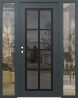 Diamond C16 64" x 80" anthracite/anthracite mirrored Glass Panel black RHI with 2 Sidelites clear Glass