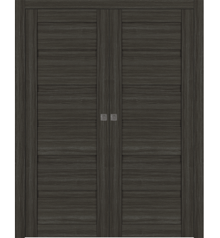 Louver Gray Oak Double pocket doors