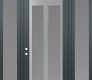 Modern Steel Front Door Diamond C14 60" x 96" anthracite/anthracite frosted Glass Panel stainless steel RHI with 2 Sidelites and Transom frosted Glass