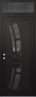 Diamond C12 36" x 96" black/black mirrored Glass Panel black RHI with Transom mirrored Glass