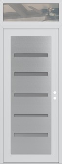Diamond C7 36" x 96" white/white frosted Glass Panel stainless steel LHI with Transom clear Glass