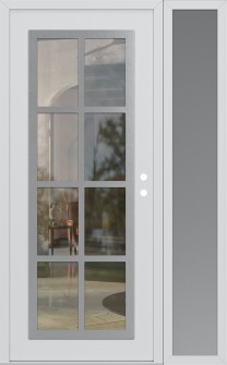 Diamond C16 48" x 80" white/white clear Glass Panel stainless steel LHI with Sidelite frosted Glass