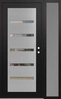 Diamond C7 52" x 80" black/black clear Glass Panel stainless steel LHI with Sidelite frosted Glass