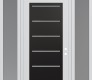 Modern Steel Front Door Diamond C11 64" x 96" white/white frosted Glass Panel black LHI with 2 Sidelites and Transom frosted Glass
