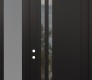Modern Steel Front Door Diamond C6 52" x 96" black/black clear Glass Panel black RHI with Sidelite and Transom frosted Glass