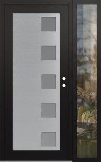 Diamond C5 48" x 80" black/white frosted Glass Panel stainless steel LHI with Sidelite clear Glass